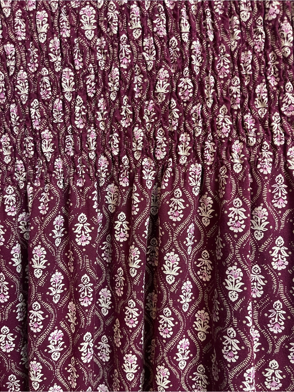 croft & barrow Burgundy Paisley Smocked Midi Dress - Picture 6 of 7